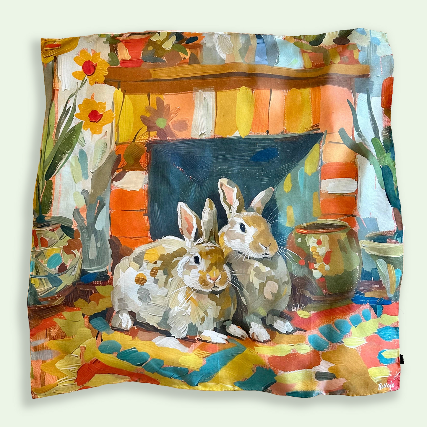 27" Square Scarf - Rabbits