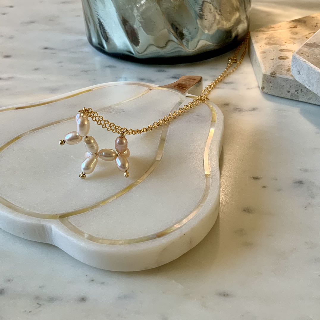 Balloon Dog - Balloon Dog Natural Pearl 14K Gold Filled Necklace