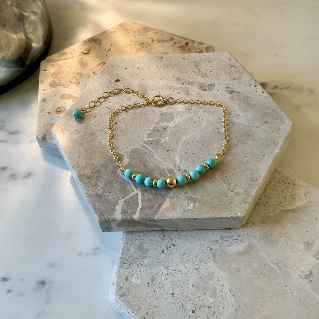 Gemstone - Dainty Natural Gemstone Gold Filled Bracelet