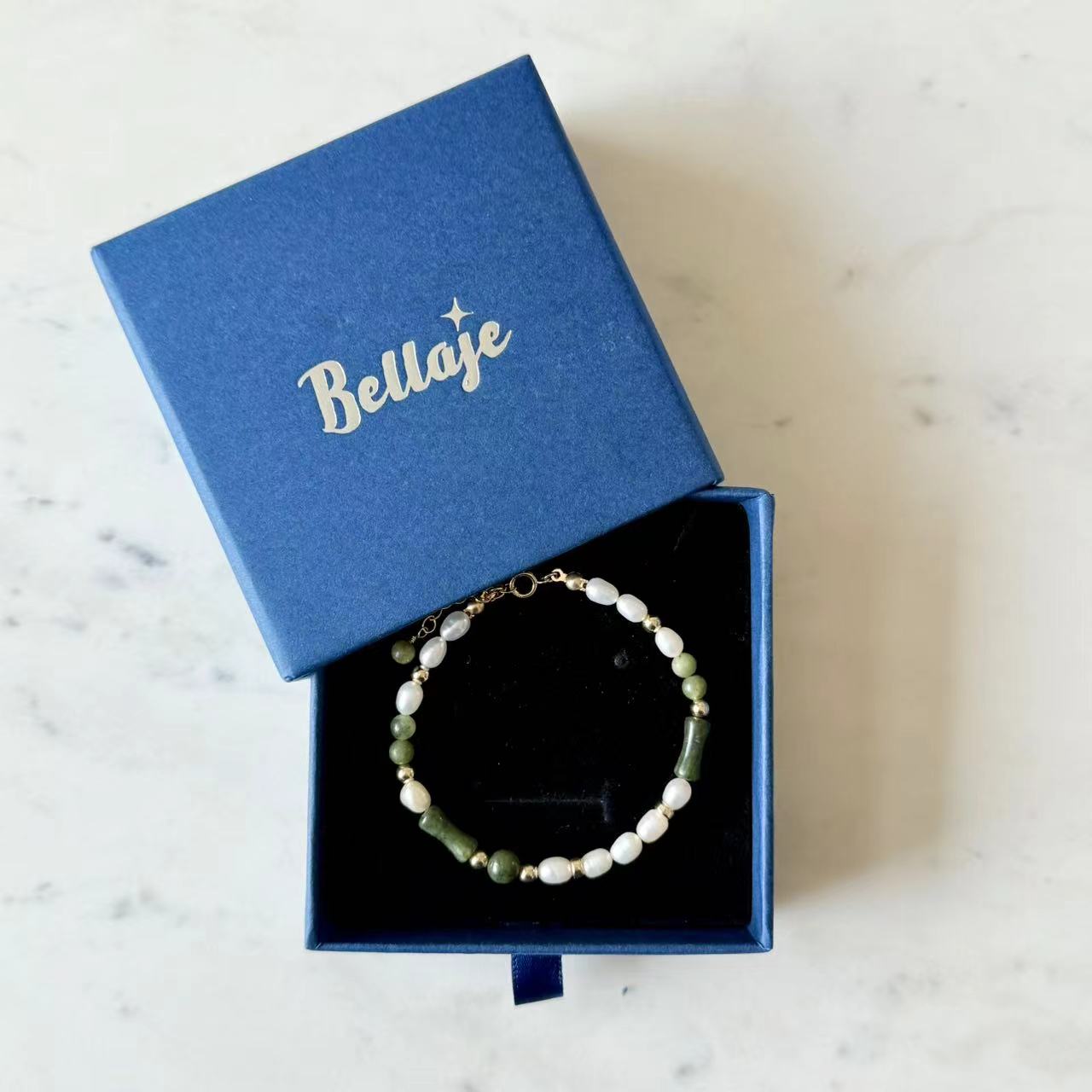 Jade - Natural Jade and Freshwater Pearl Beaded Gold-Filled Bracelet