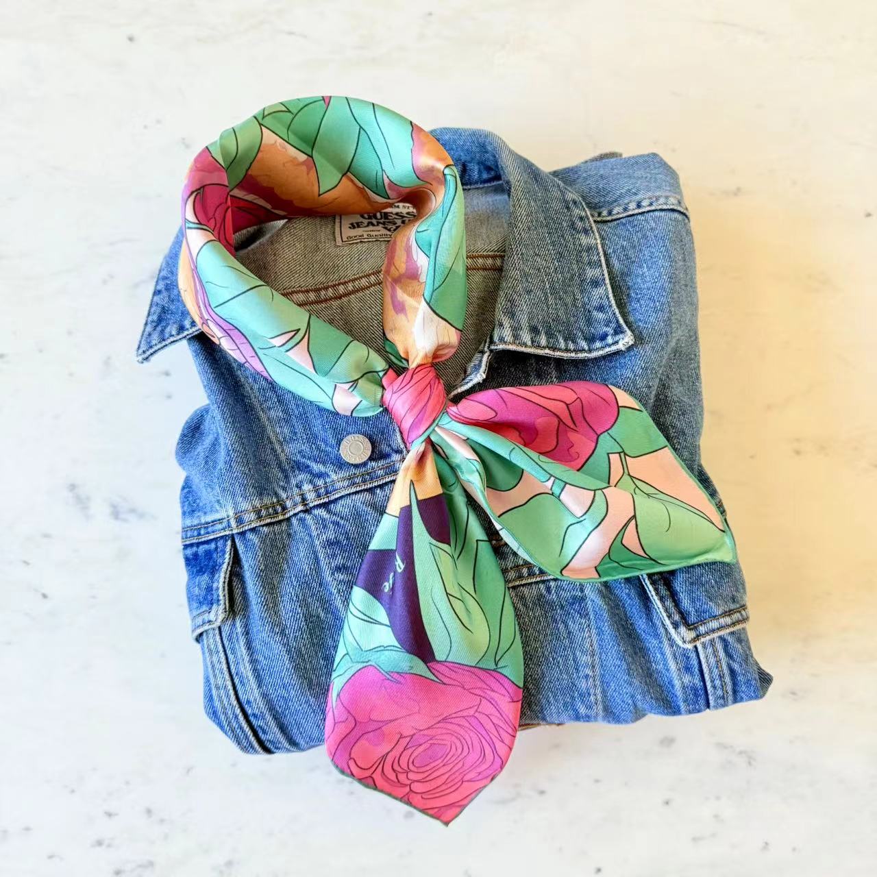 27" Square Scarf - Snake and Rose