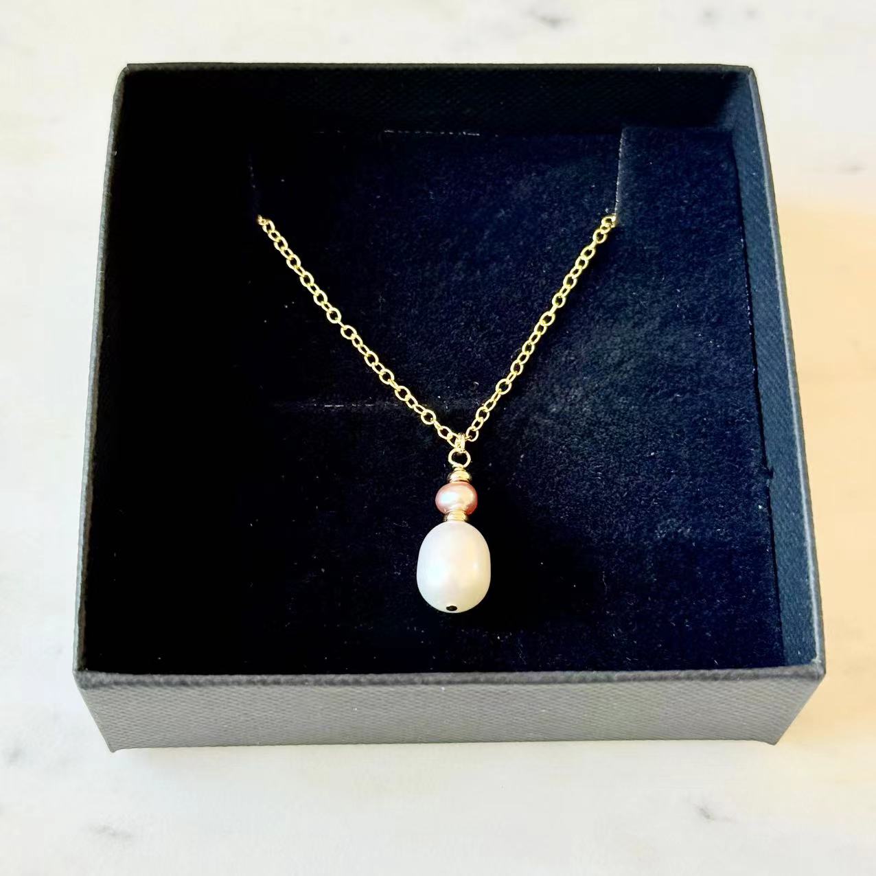 Romance - Natural Teardrop Pearl 14K Gold Filled Bridal Necklace