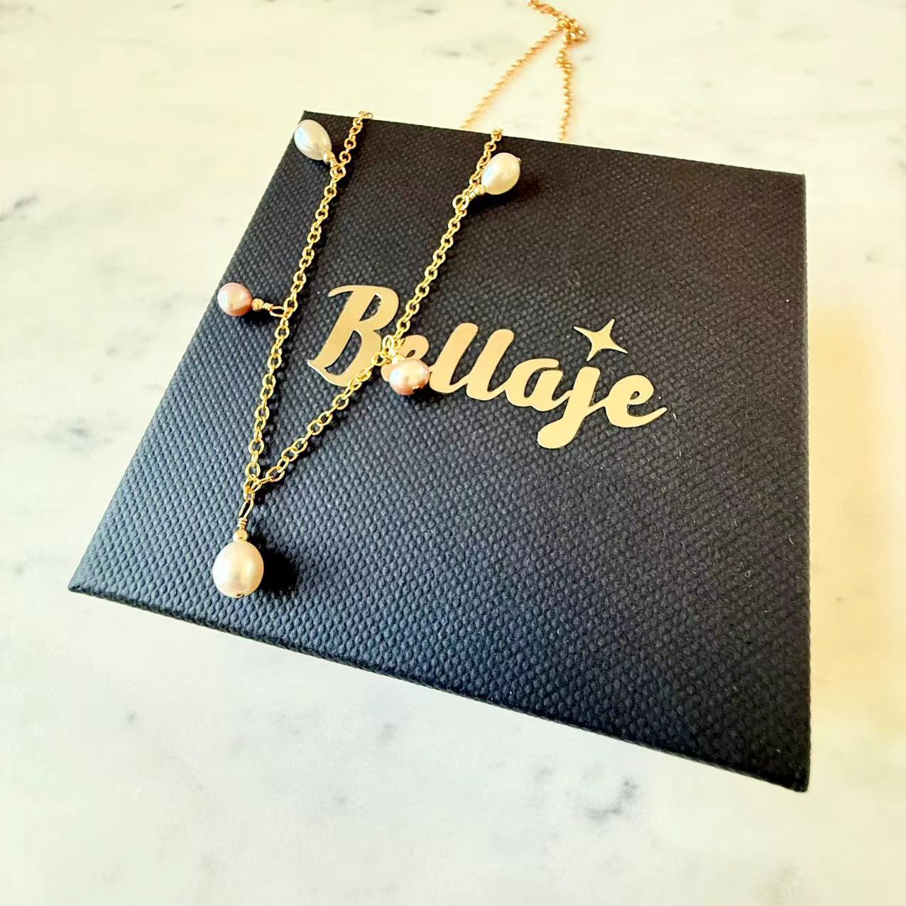 Romance - Natural Teardrop Pearl 14K Gold Filled Bridal Station Necklace