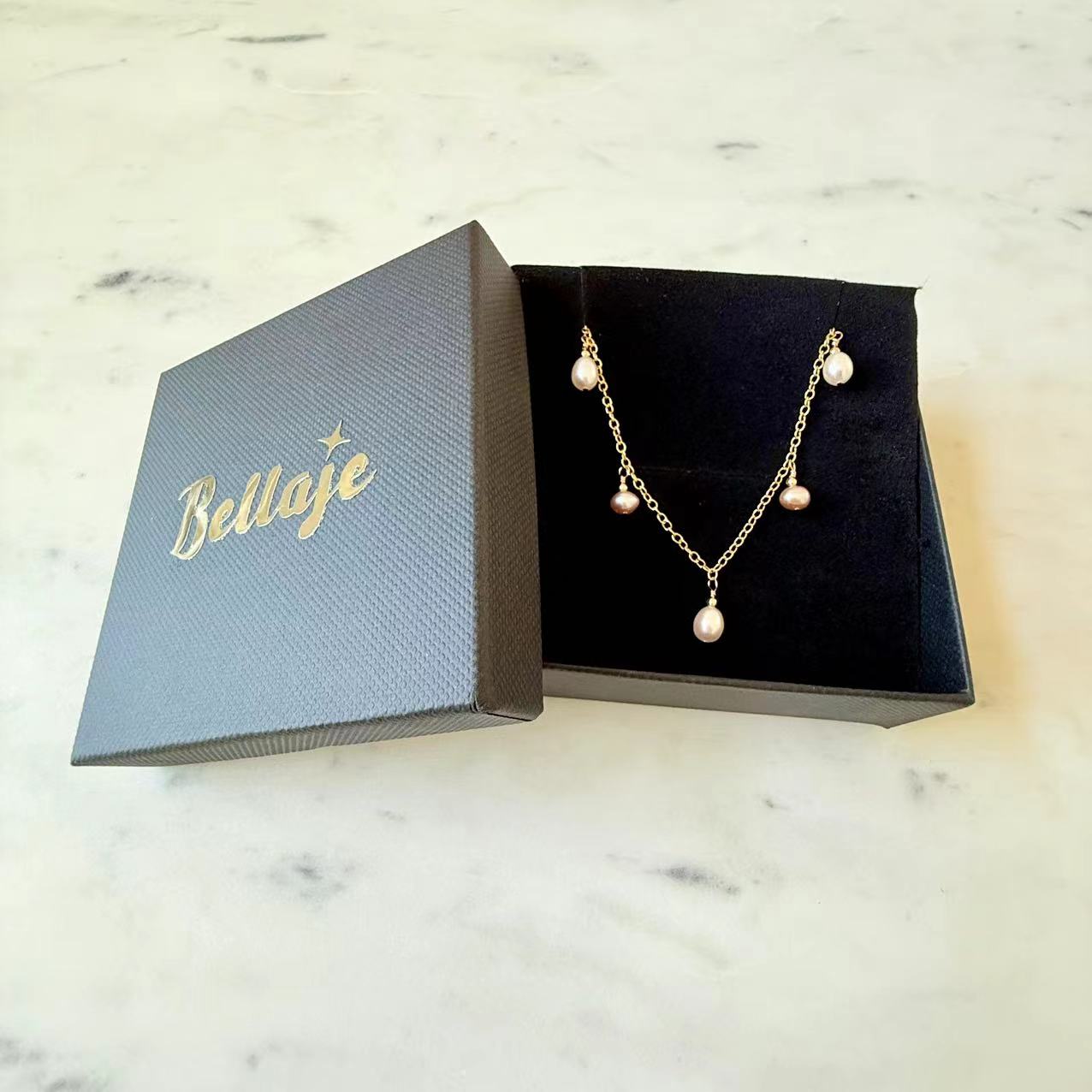 Romance - Natural Teardrop Pearl 14K Gold Filled Bridal Station Necklace