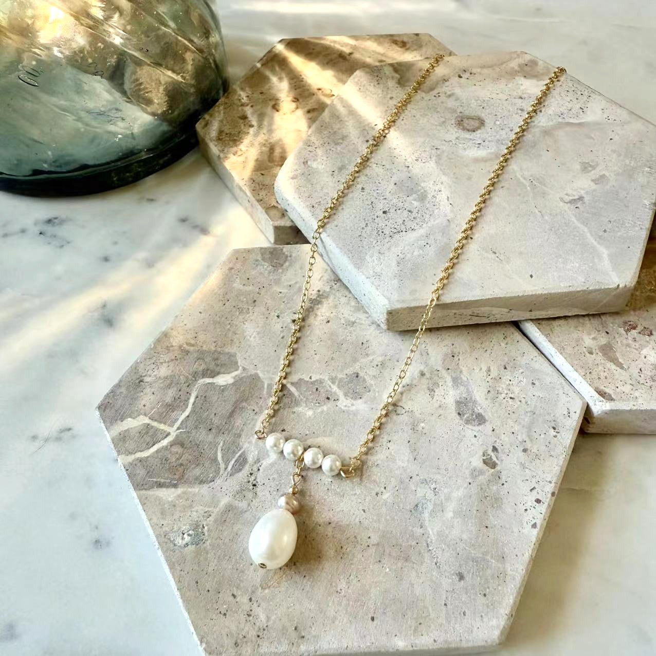 Romance - Natural Teardrop Pearl 14K Gold Filled Bridal Necklace