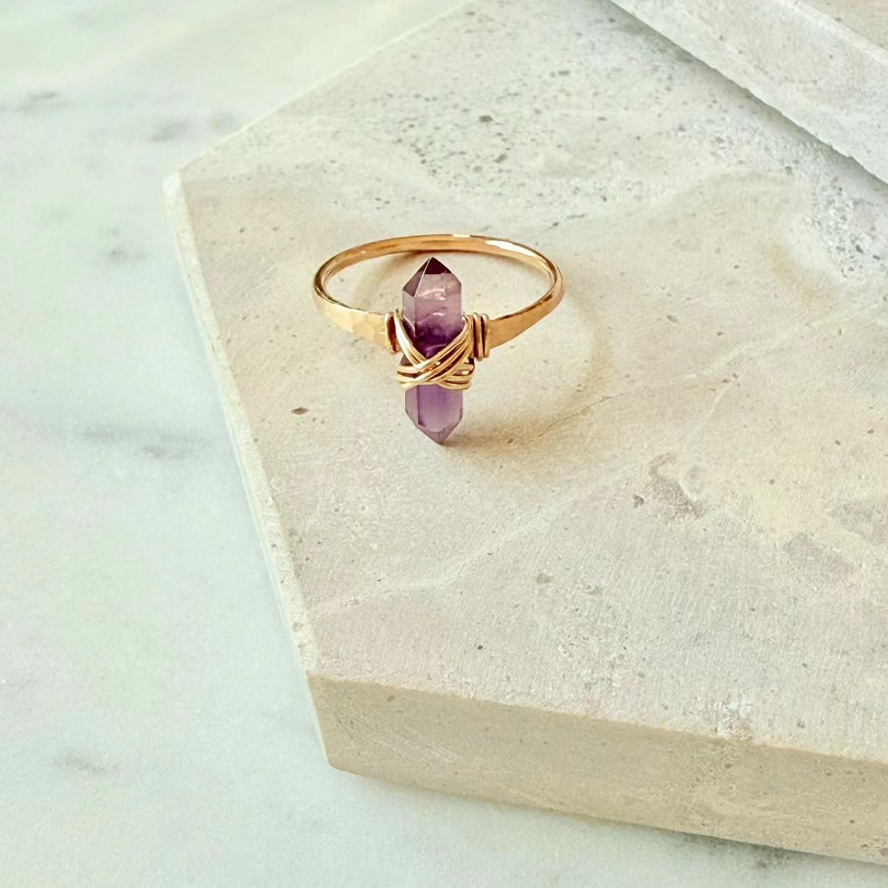 Baroque - 14K Gold-Filled Amethyst Ring
