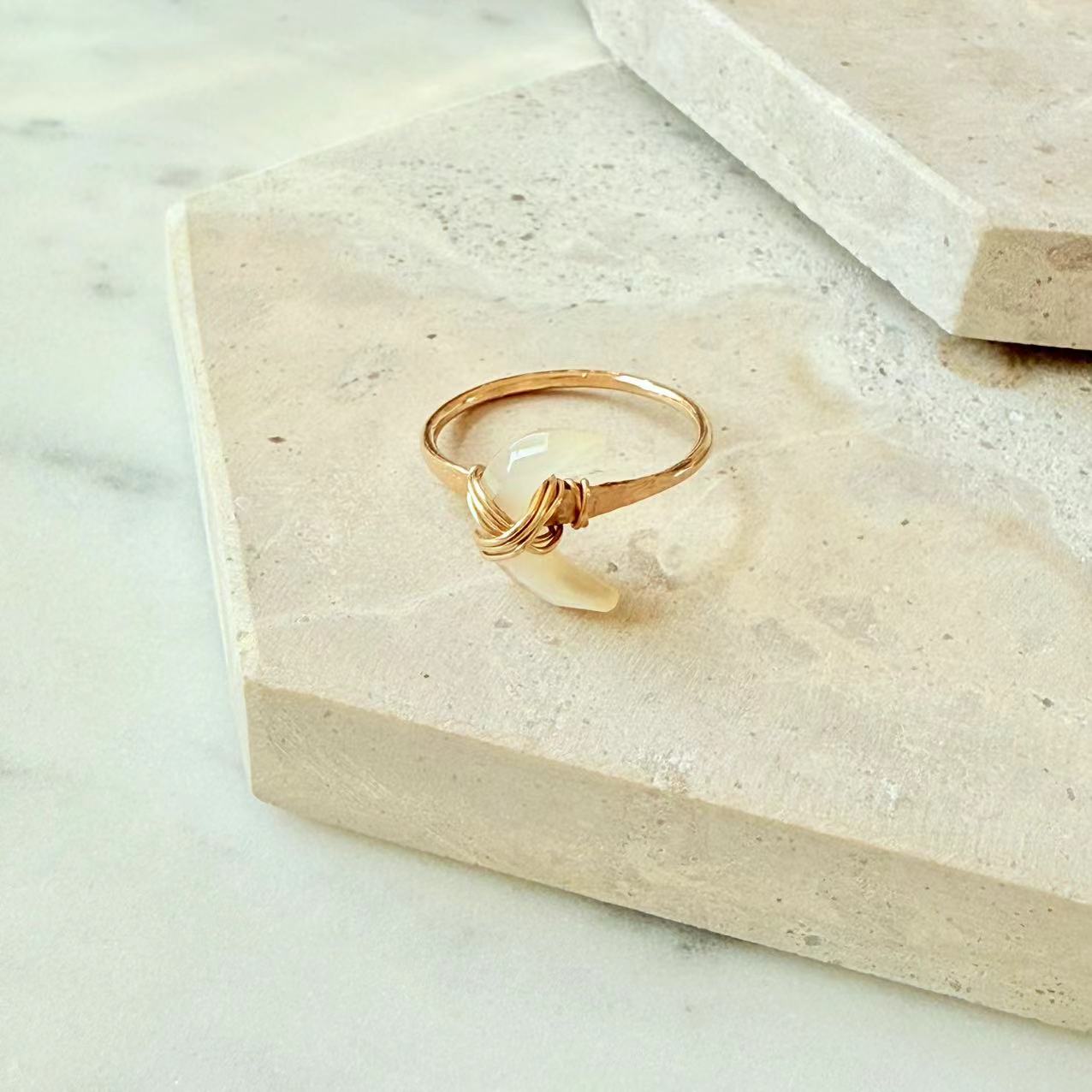 Baroque - 14K Gold-Filled Moon Shaped Mother of Pearl Ring