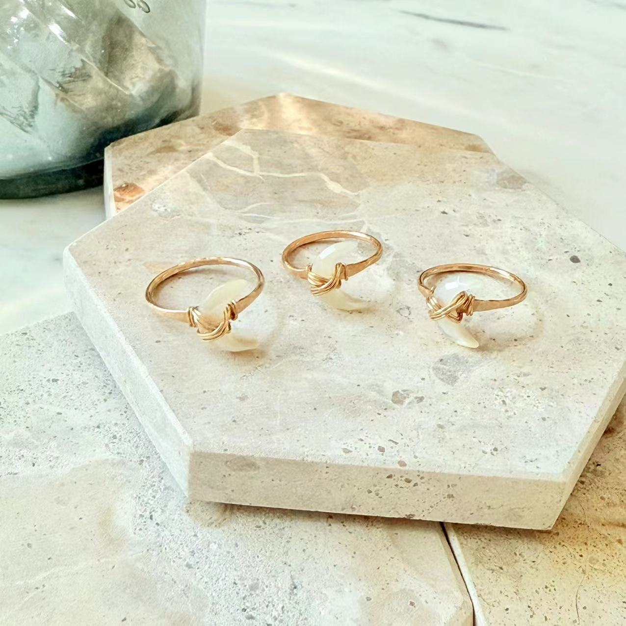 Baroque - 14K Gold-Filled Moon Shaped Mother of Pearl Ring