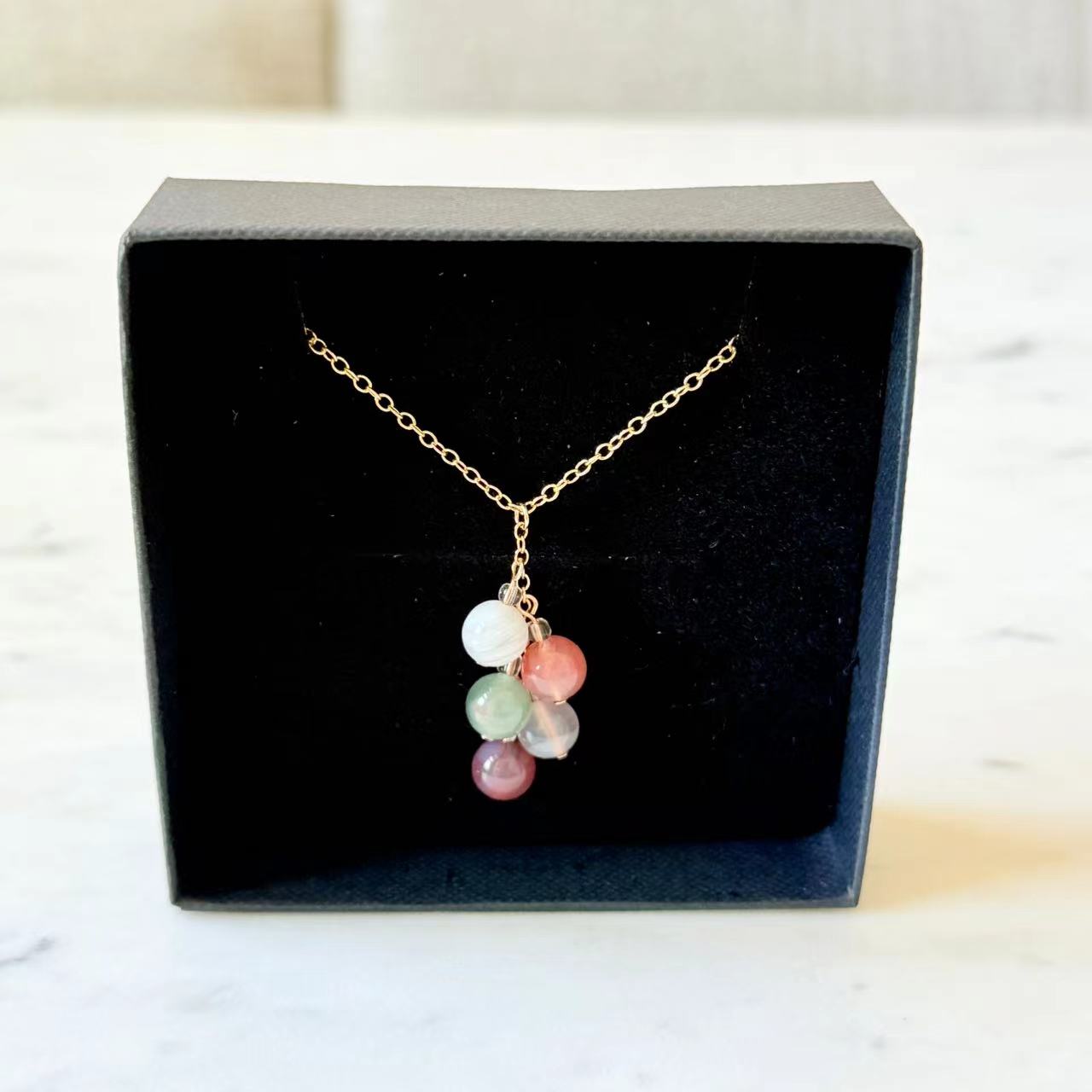 Agate - Multicolor 8mm Alashan Agate Balloon 14K Gold-Filled Necklace