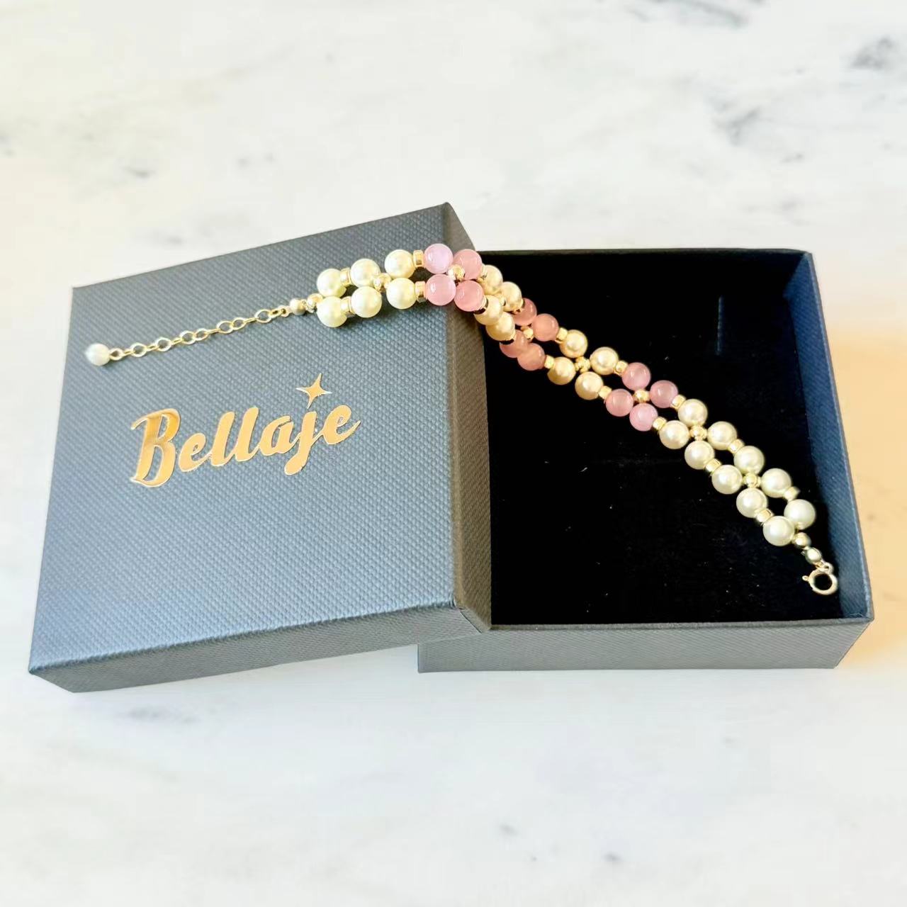 Romance - 6mm Swarovski Pearl and Pink Cat Eye 14K Gold-Filled Beaded Bracelet