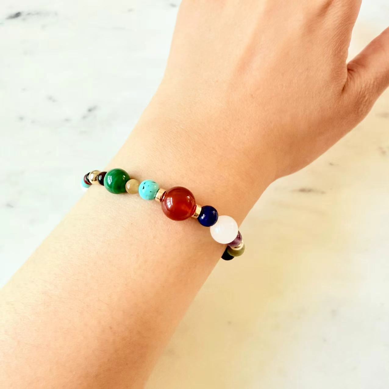 Dunhuang - Multi Gemstone Gold Filled Beaded Bracelet
