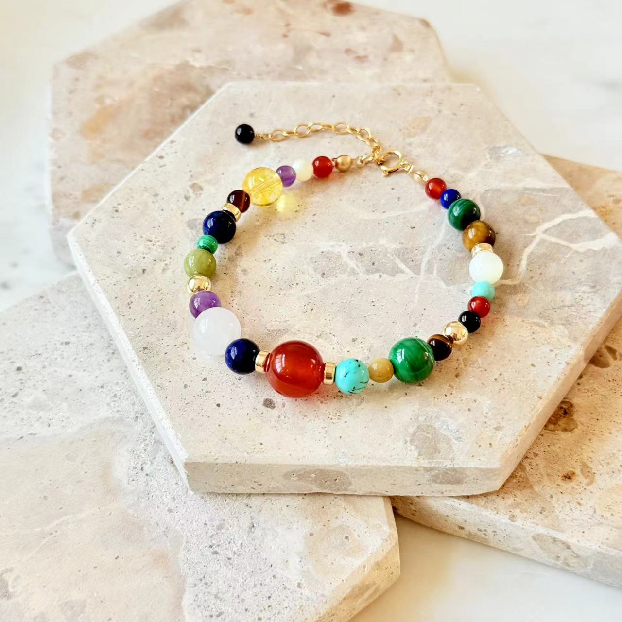 Dunhuang - Multi Gemstone Gold Filled Beaded Bracelet