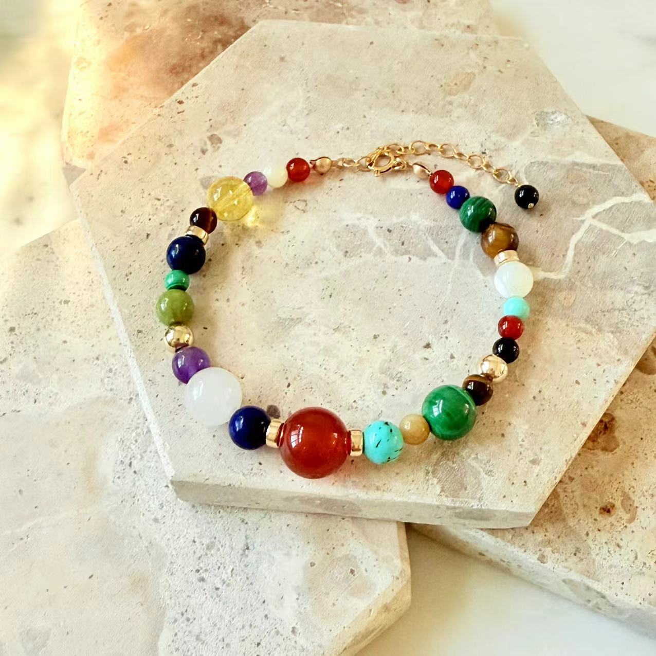Dunhuang - Multi Gemstone Gold Filled Beaded Bracelet