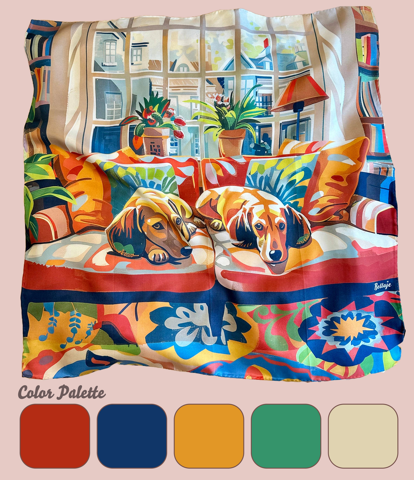 27" or 35" Square Scarf - Dachshunds