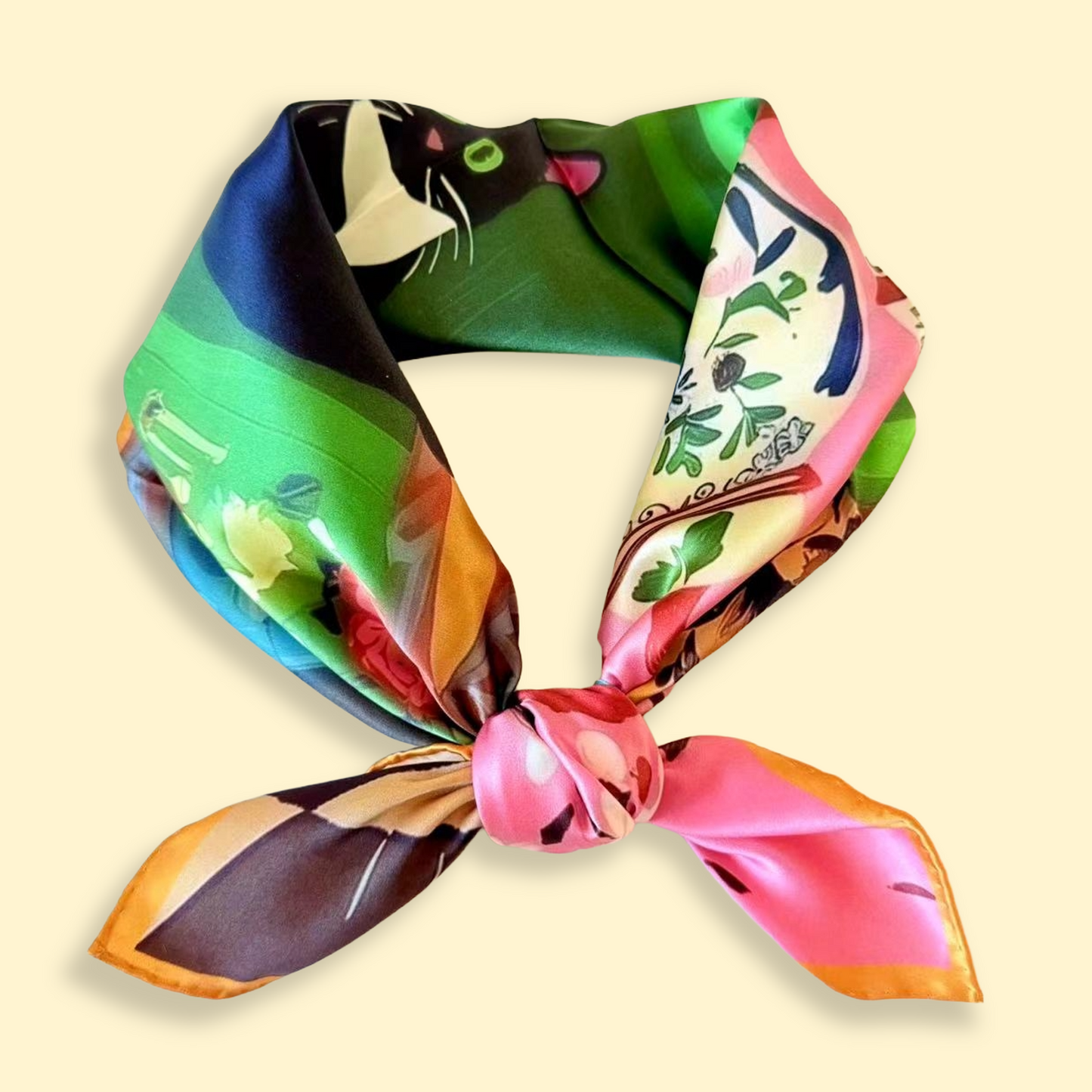 27" Square Scarf - Tuxedo Cat