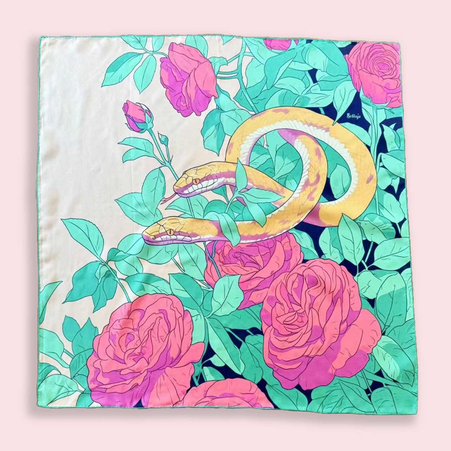 27" Square Scarf - Snake and Rose