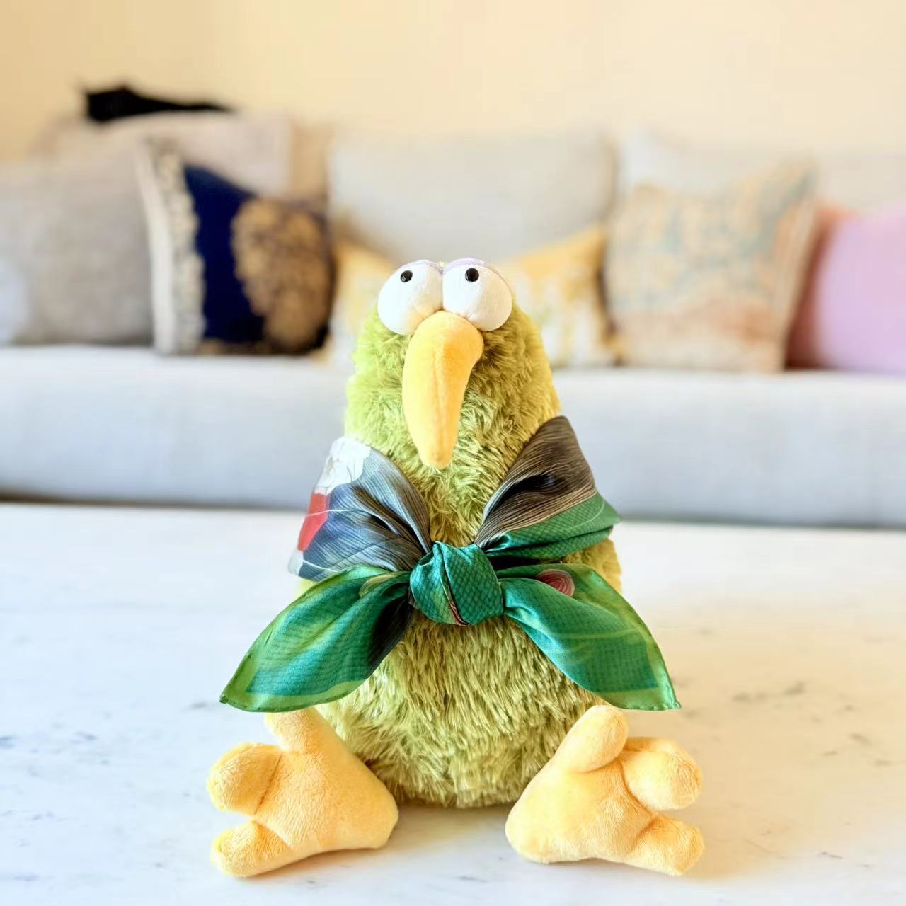 27" Square Scarf - Round Face Cat with Floral Crochet