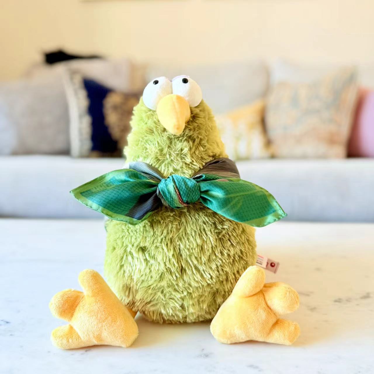 27" Square Scarf - Round Face Cat with Floral Crochet