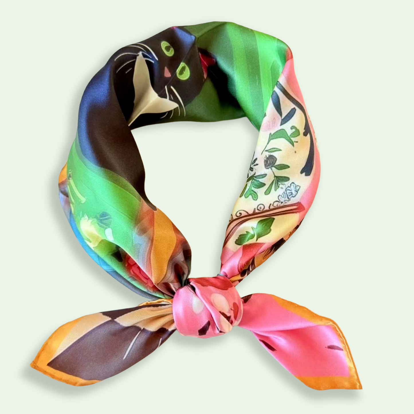 27" Square Scarf - Tuxedo Cat