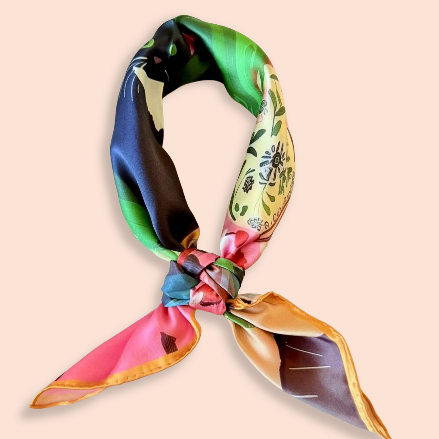 27" Square Scarf - Tuxedo Cat