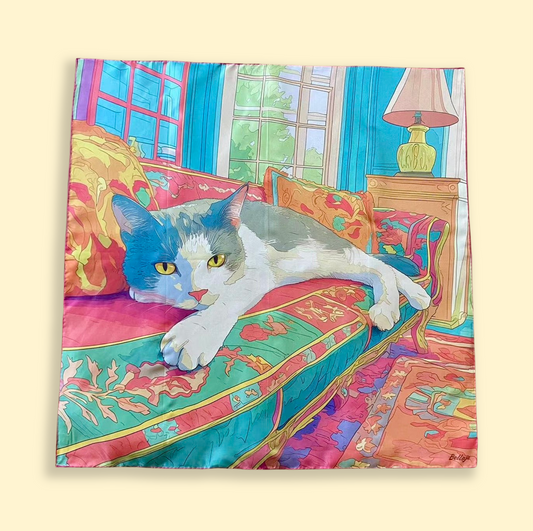 27" Square Scarf - Cat's Lazy Sunday