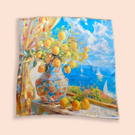 27" Square Scarf - Lemon and Ocean
