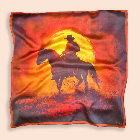 27" Square Scarf - Western Cowboy