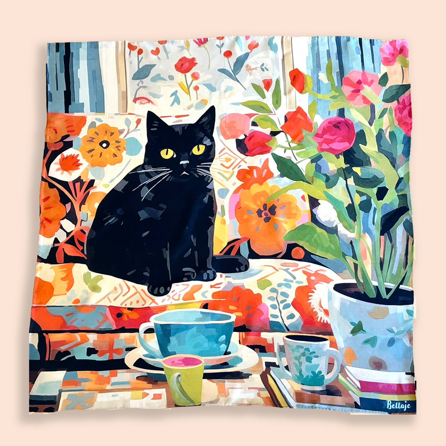 27" Square Scarf - Morning Cat