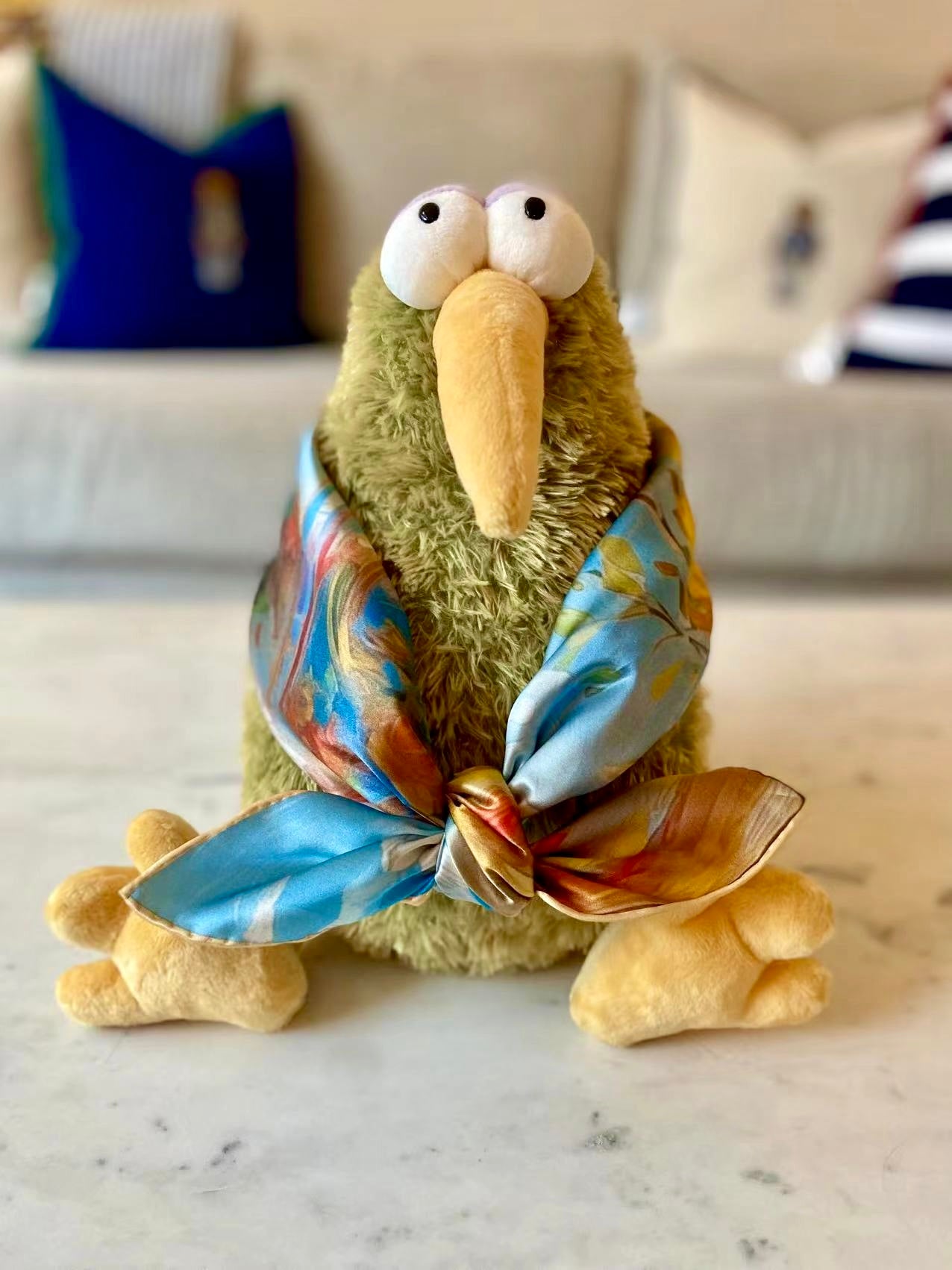 27" Square Scarf - Lemon and Ocean