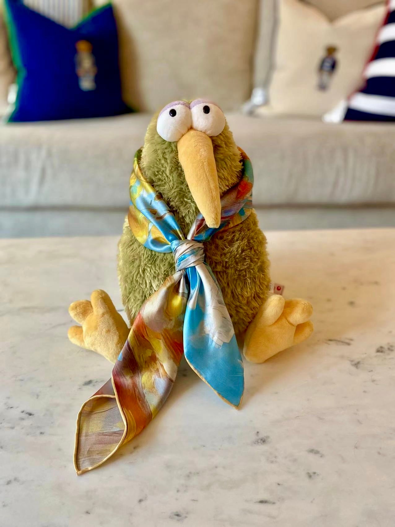 27" Square Scarf - Lemon and Ocean