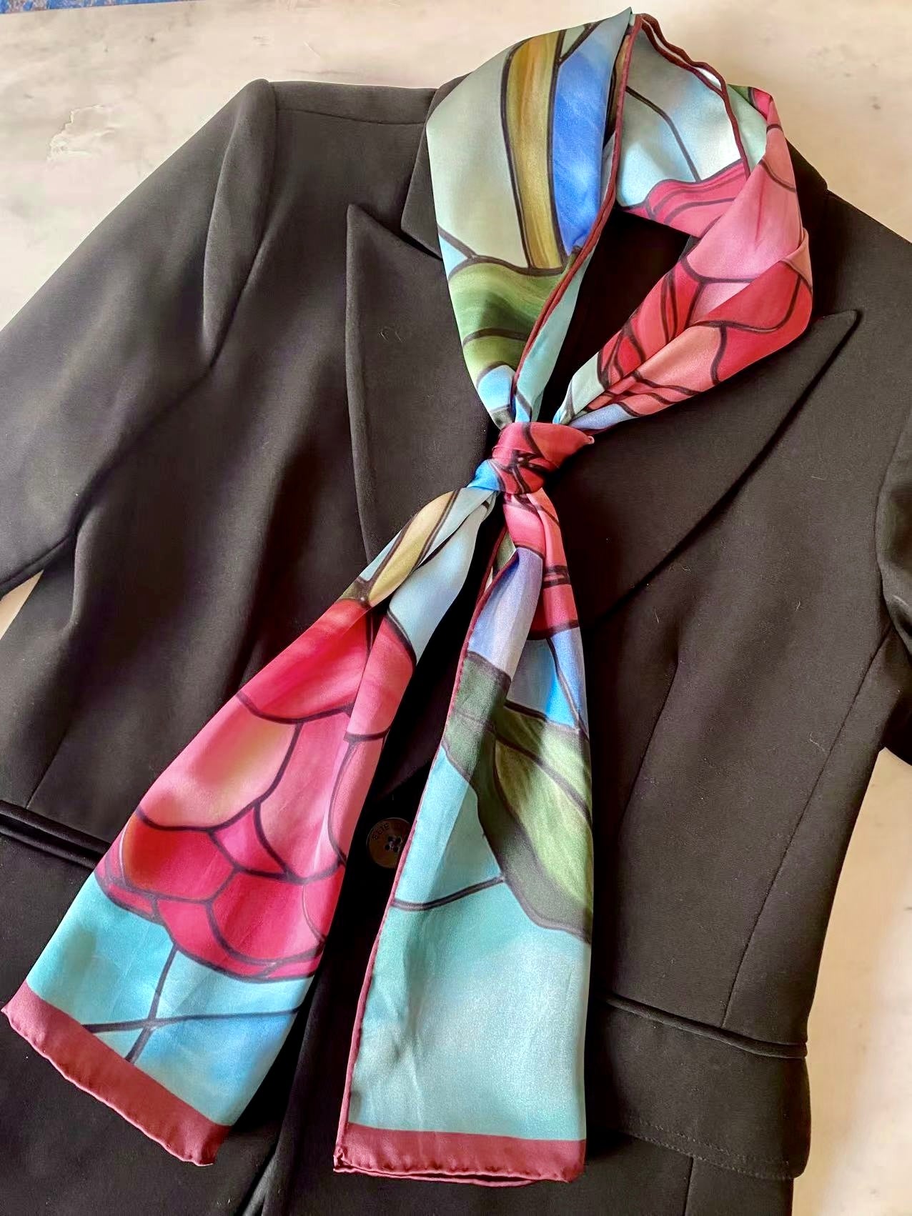 Long Scarf - Art Deco Rose