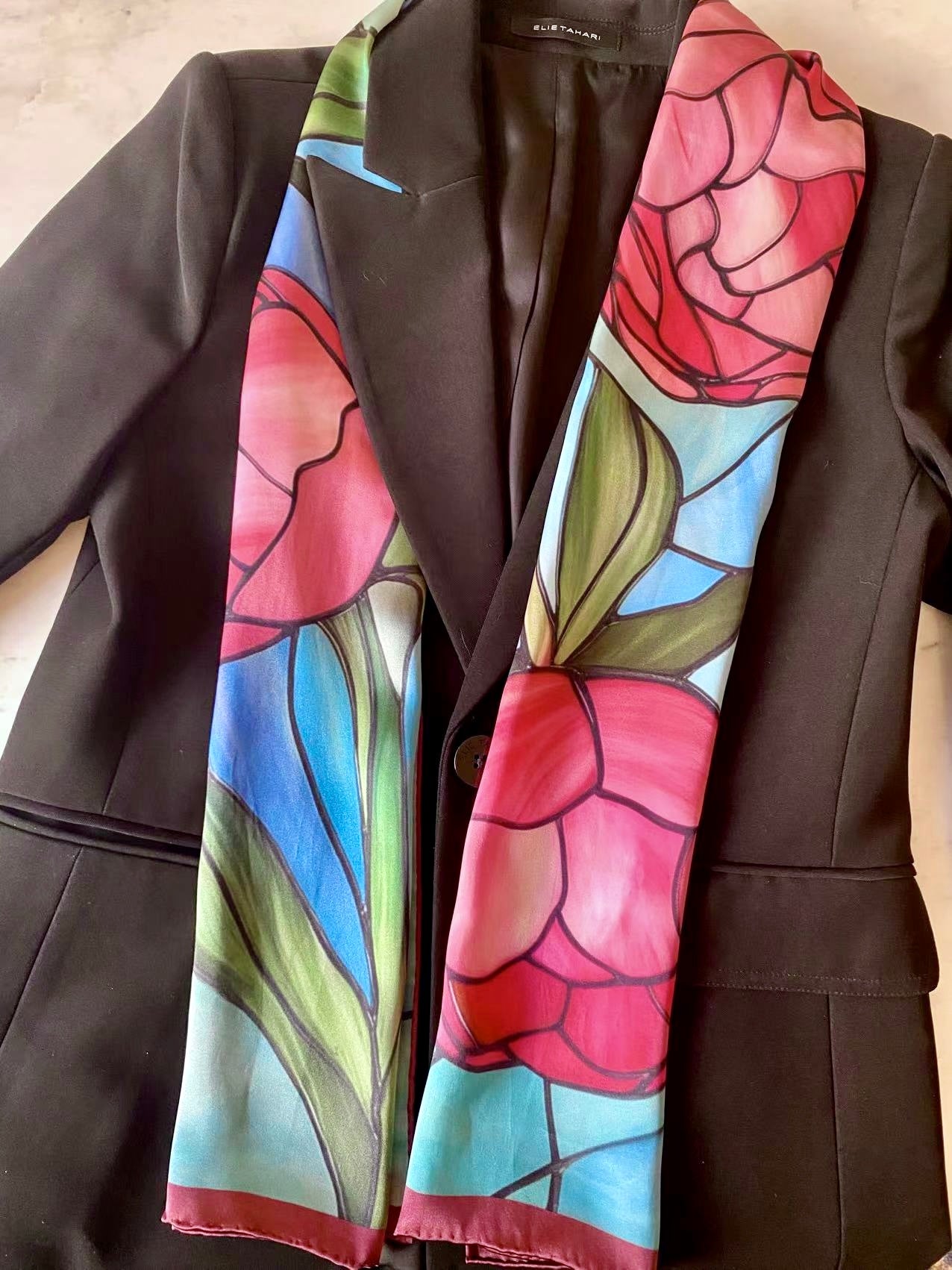 Long Scarf - Art Deco Rose