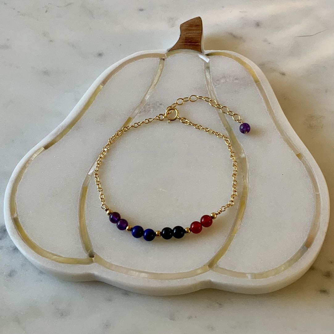 Gemstone - Dainty Natural Gemstone Gold Filled Bracelet