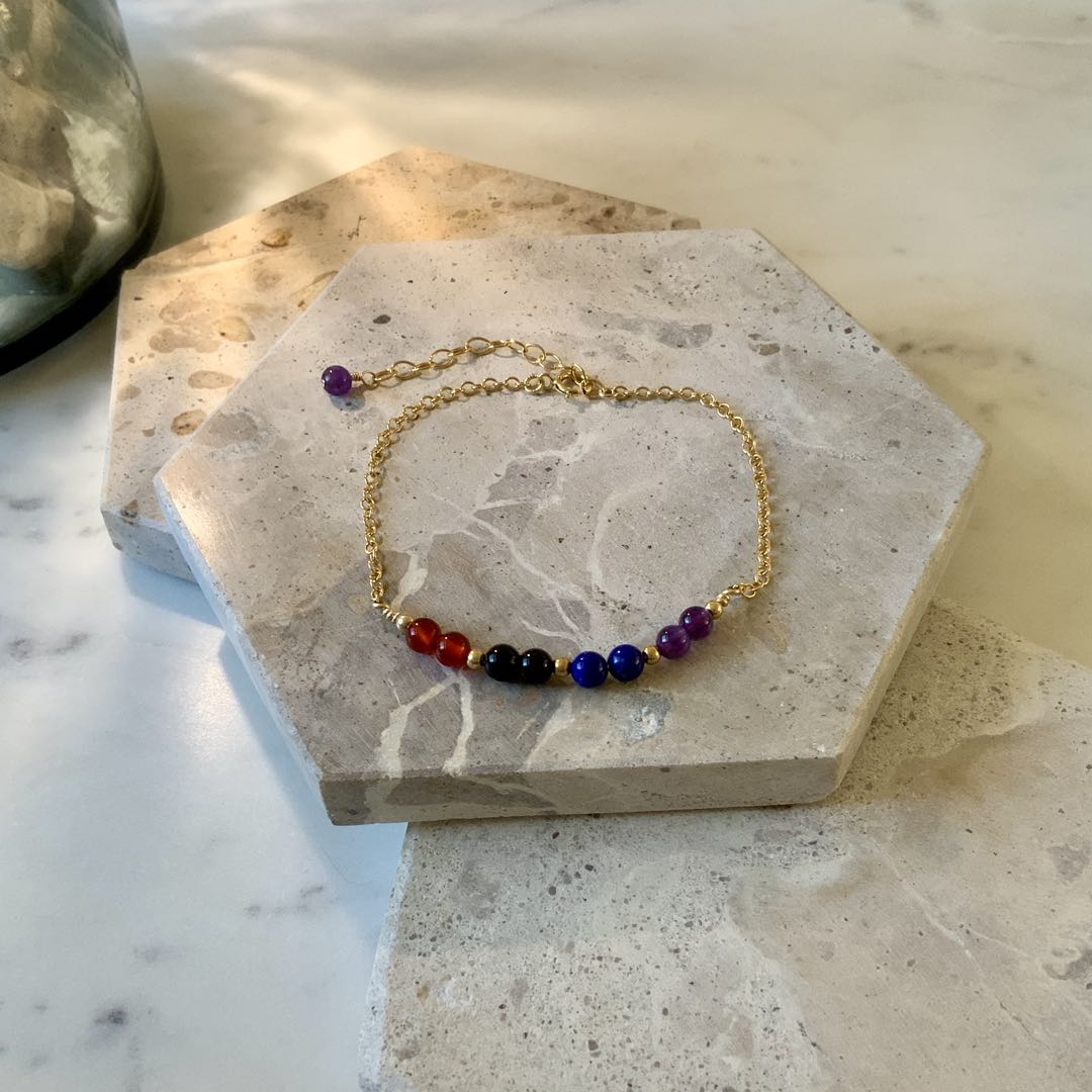 Gemstone - Dainty Natural Gemstone Gold Filled Bracelet