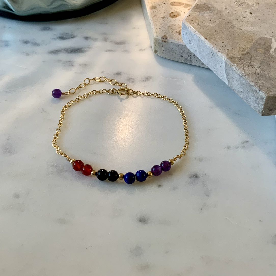 Gemstone - Dainty Natural Gemstone Gold Filled Bracelet