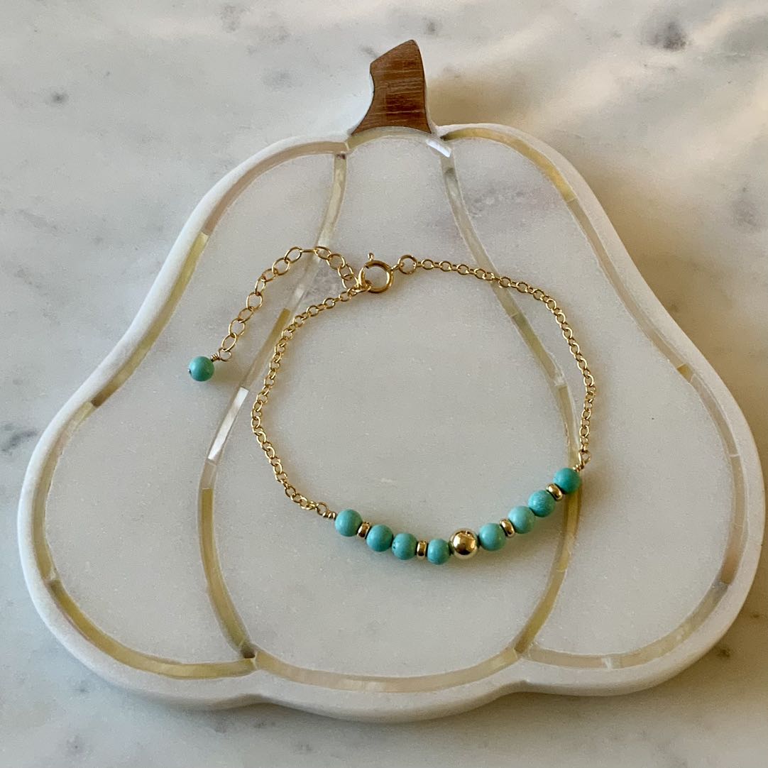 Gemstone - Dainty Natural Gemstone Gold Filled Bracelet