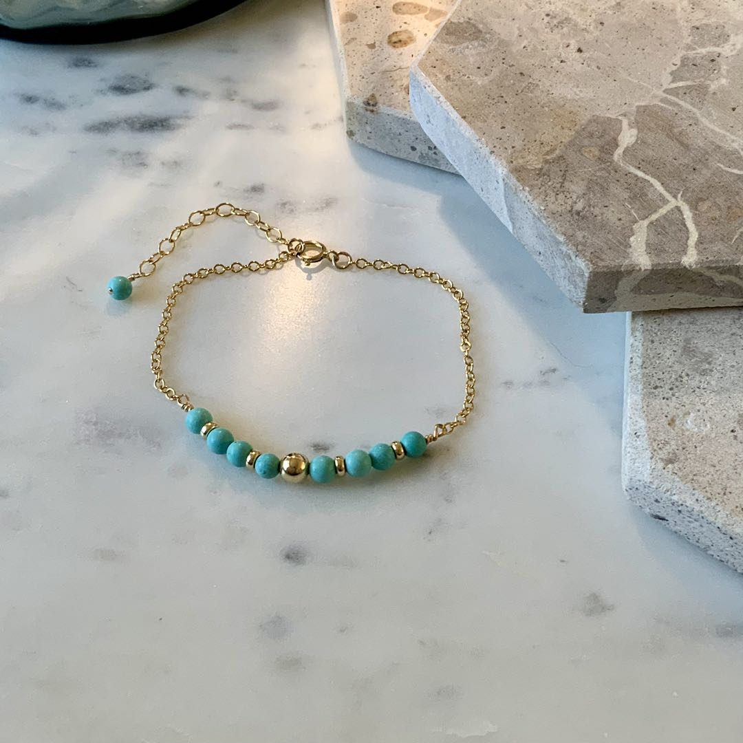 Gemstone - Dainty Natural Gemstone Gold Filled Bracelet