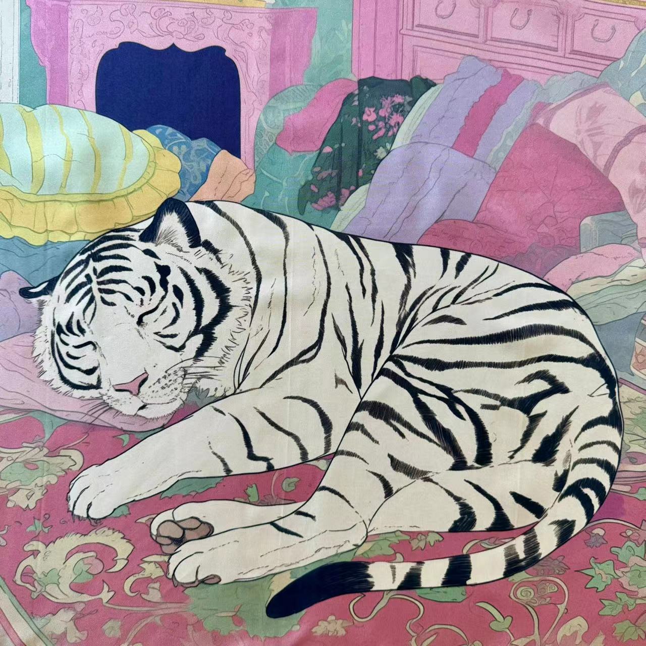 27" Square Scarf - White Tiger