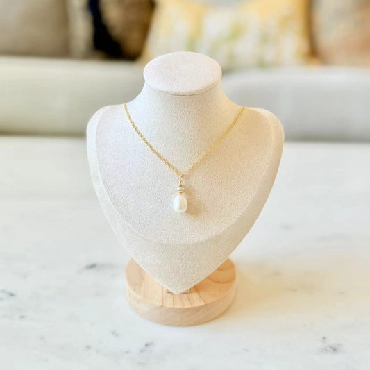Romance - Natural Teardrop Pearl 14K Gold Filled Bridal Necklace