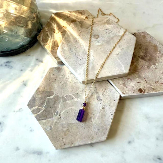 Baroque - 12mm Irregular Shaped Amethyst 14K Gold-Filled Necklace
