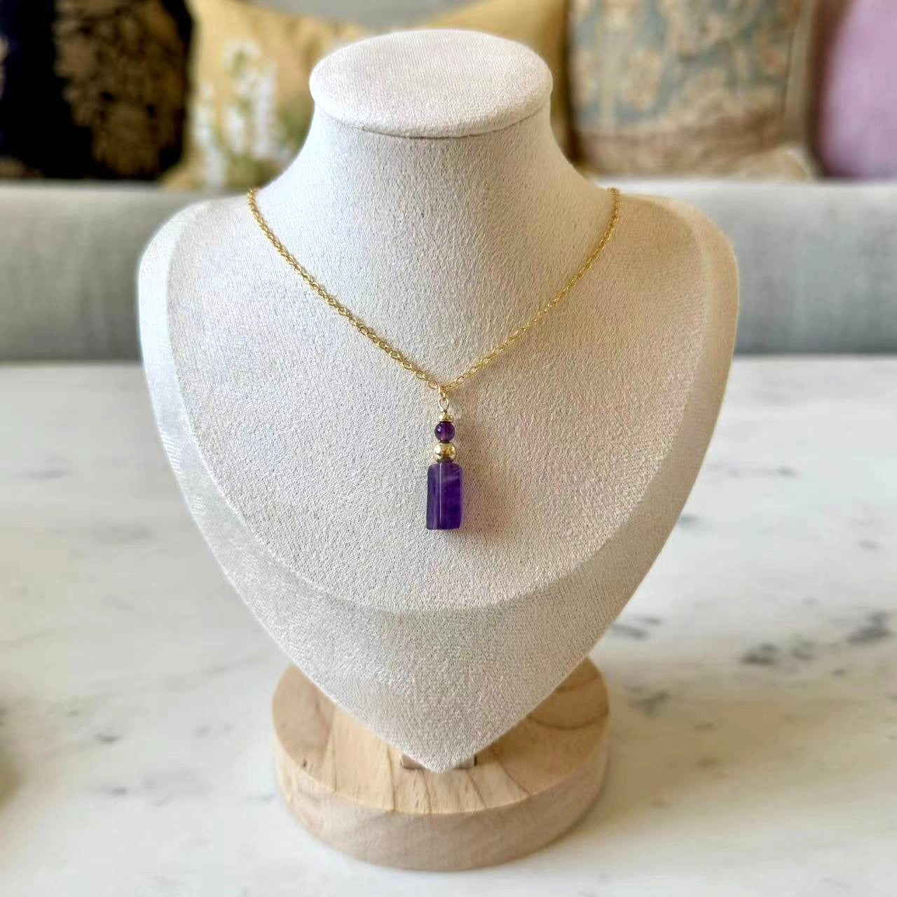 Baroque - 12mm Irregular Shaped Amethyst 14K Gold-Filled Necklace