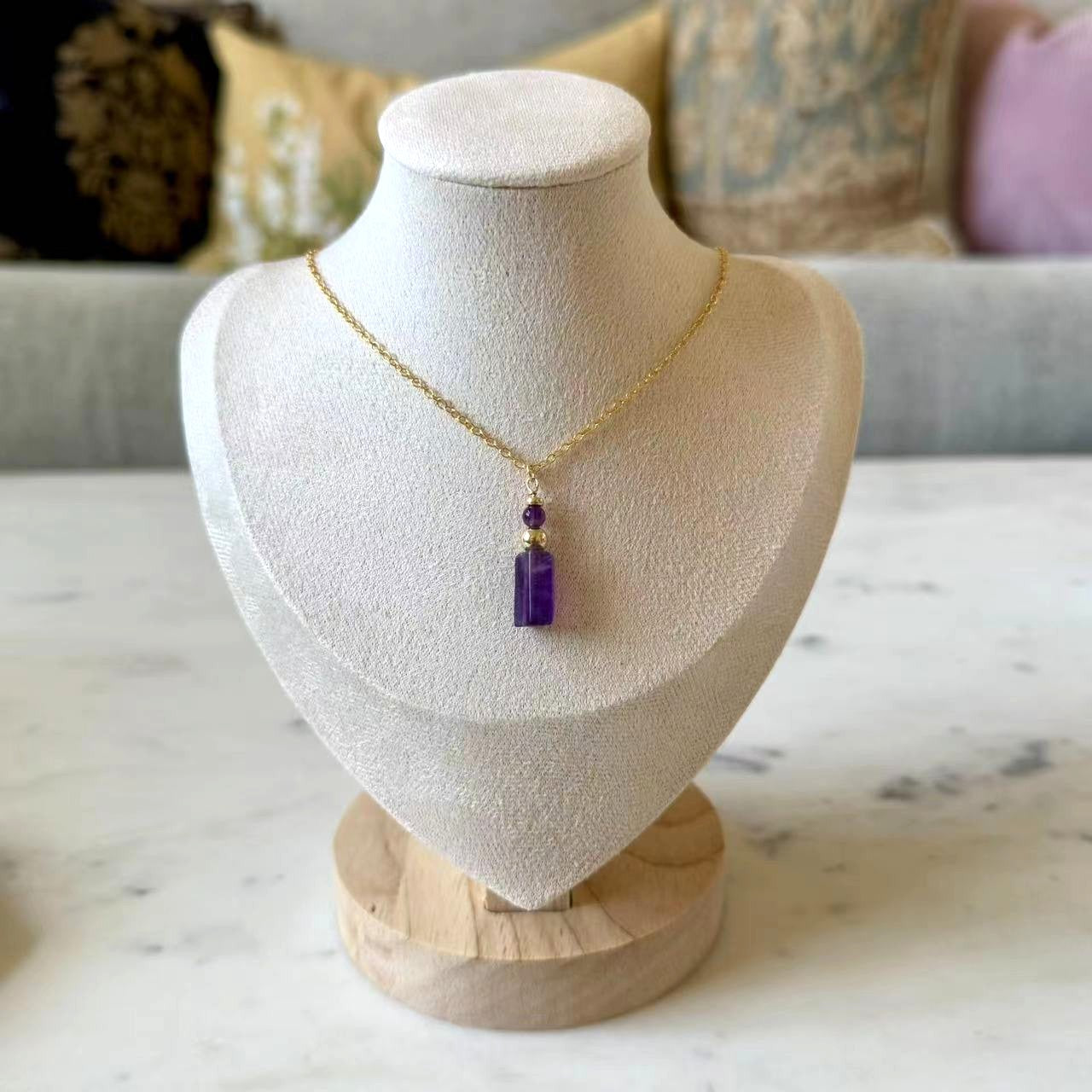 Baroque - 12mm Irregular Shaped Amethyst 14K Gold-Filled Necklace