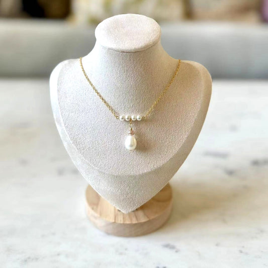 Romance - Natural Teardrop Pearl 14K Gold Filled Bridal Necklace