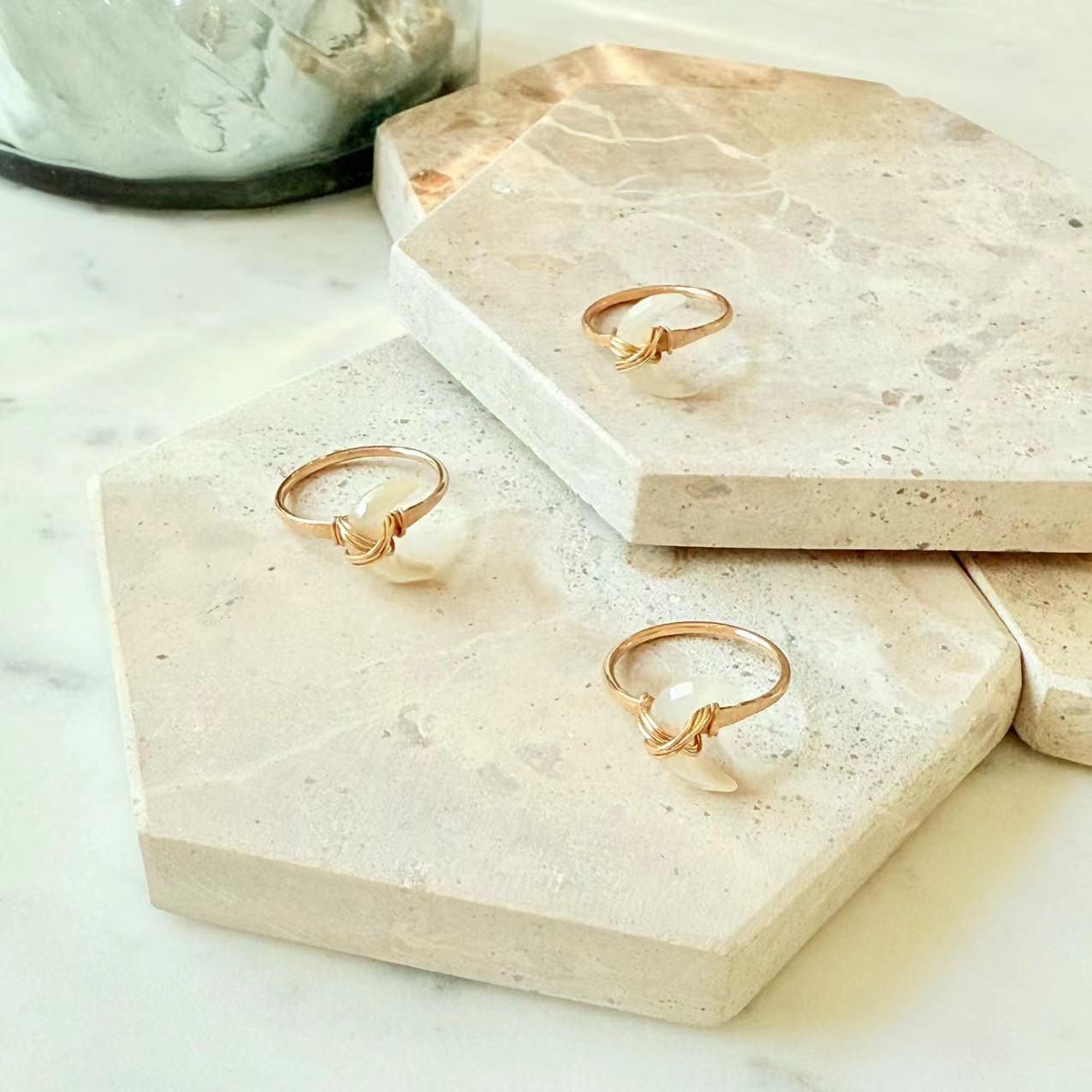 Baroque - 14K Gold-Filled Moon Shaped Mother of Pearl Ring