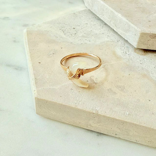 Baroque - 14K Gold-Filled Moon Shaped Mother of Pearl Ring