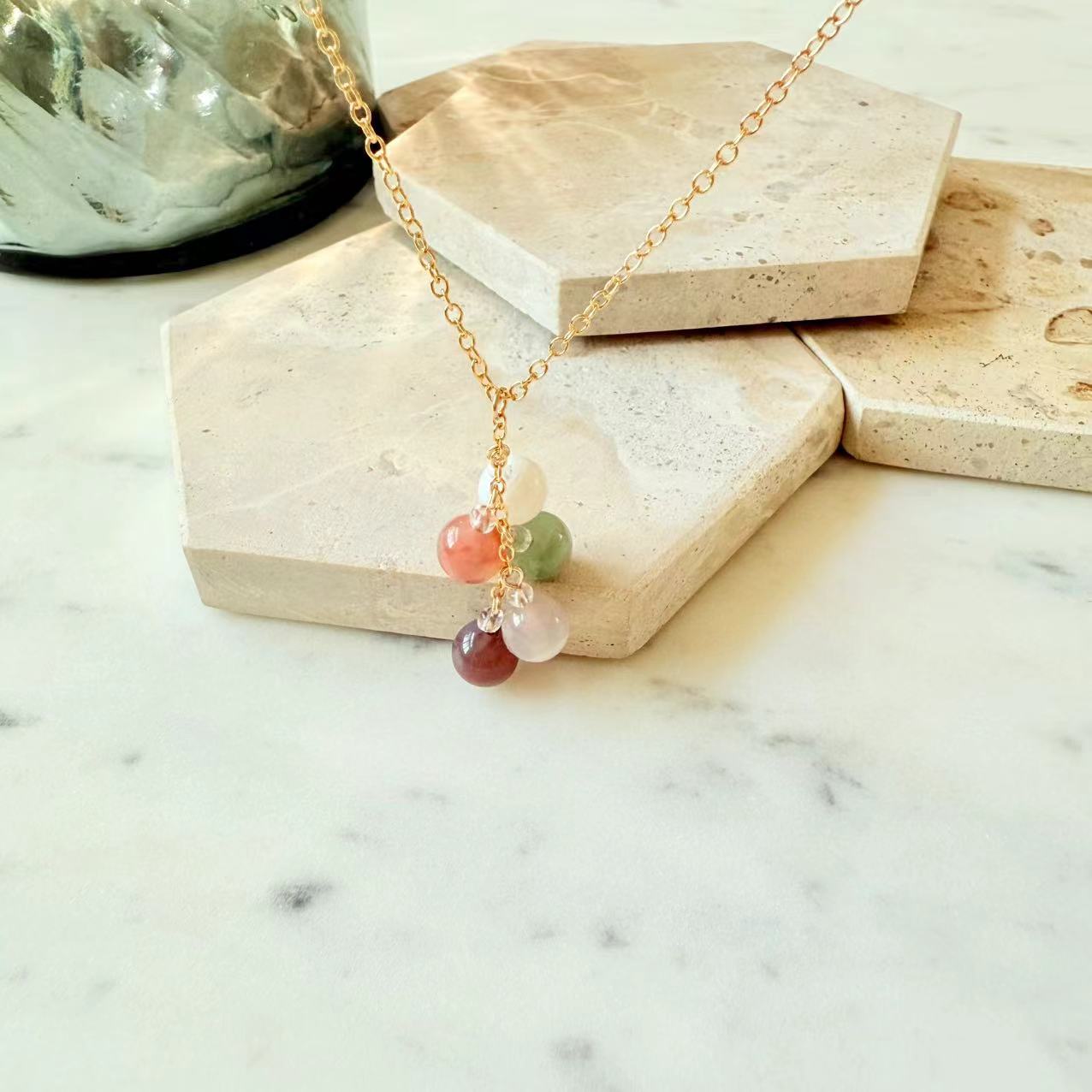 Agate - Multicolor 8mm Alashan Agate Balloon 14K Gold-Filled Necklace