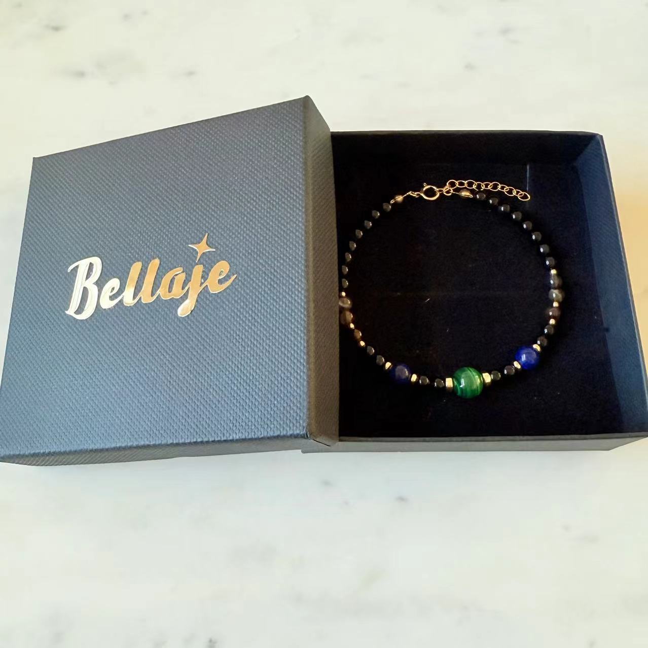 Malachite - Malachite, Lapis, and Black/Coffee Onyx 14K Gold-Filled Beaded Bracelet