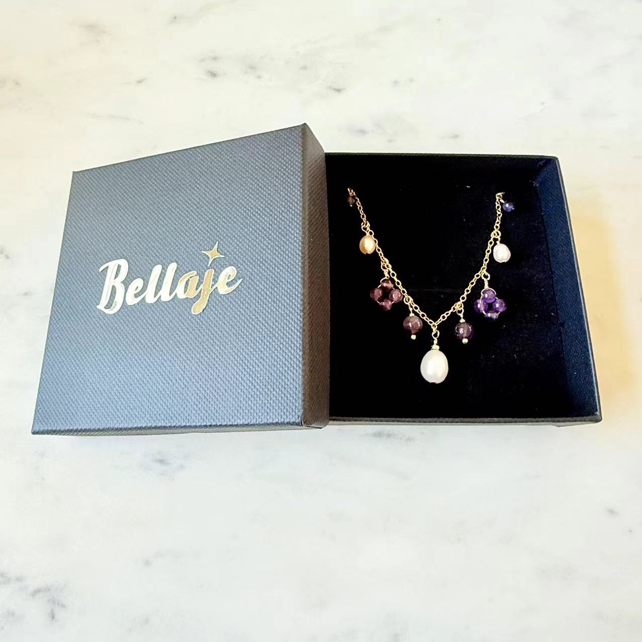 Baroque - Amethyst and Teardrop Pearl 14K Gold-Filled Station Necklace