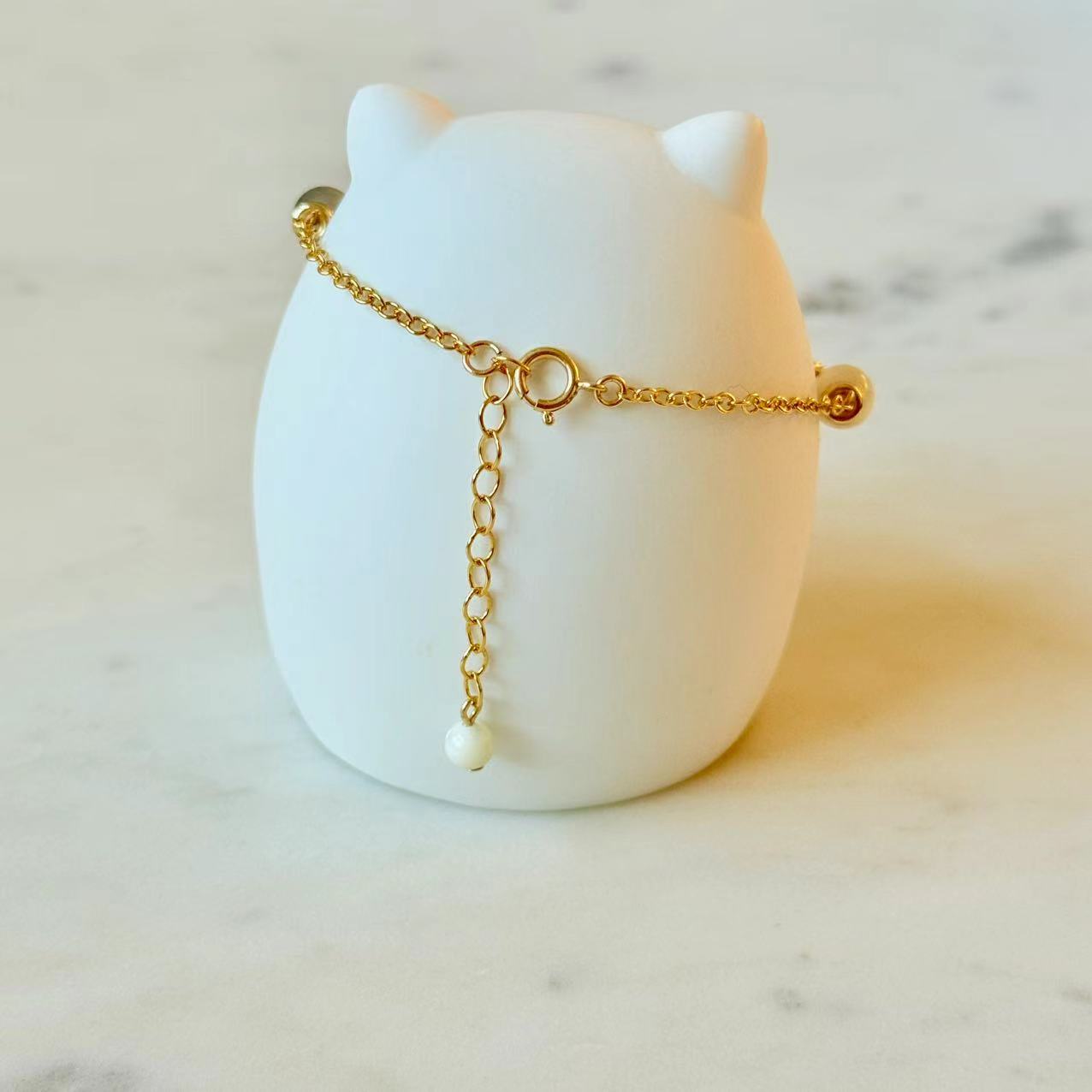 Dopamine - Mother of Pearl and Blue Glass Beads 14K Gold-Filled Bracelet