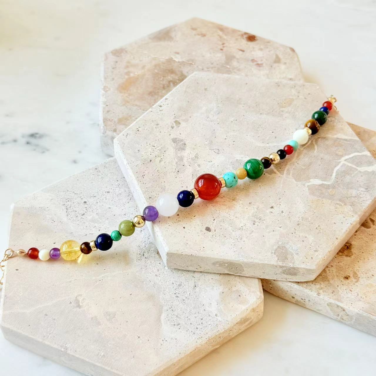 Dunhuang - Multi Gemstone Gold Filled Beaded Bracelet